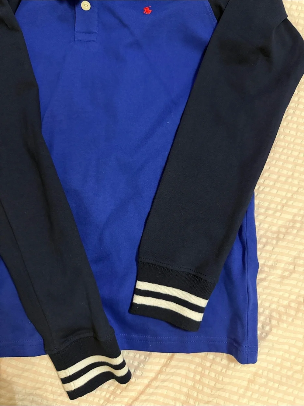 Polo by Ralph Lauren Boys Royal Blue & Navy Hooded Long-Sleeve Polo NWT SZ 14/16